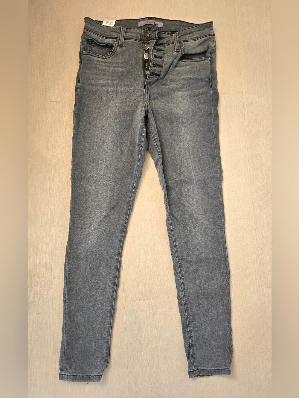 Women's Gray High-Rise Button-Fly Skinny Jeans